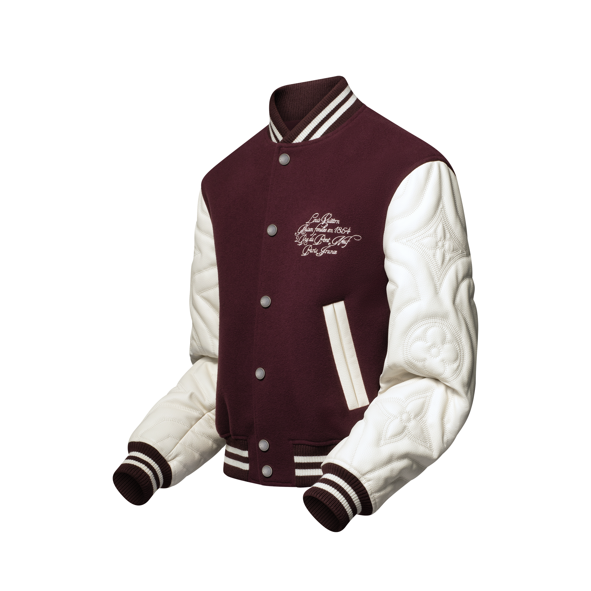 Embroidered Calfskin Varsity Jacket